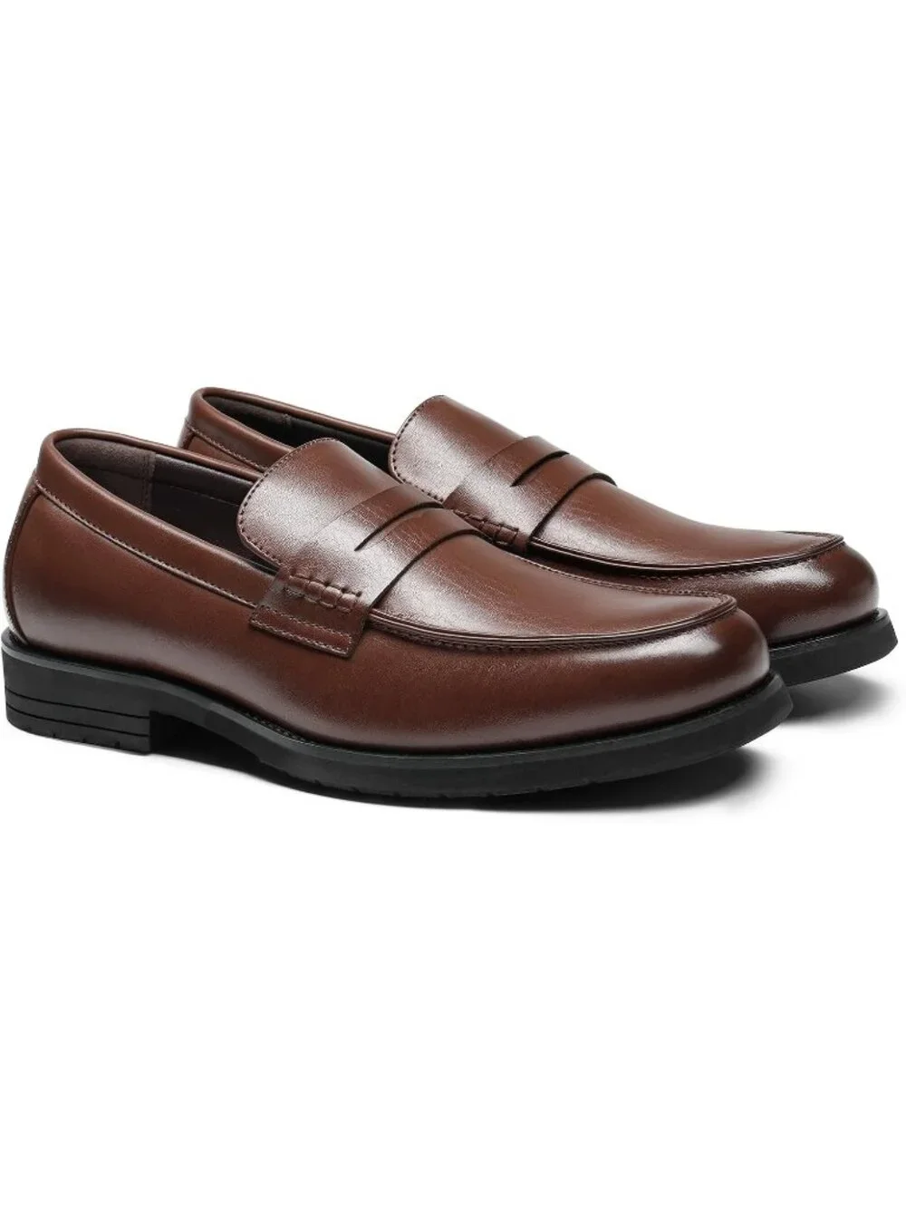 Men's Dark Brown Penny Loafer Slip On Business Office Wedding Formal Dress Shoes
